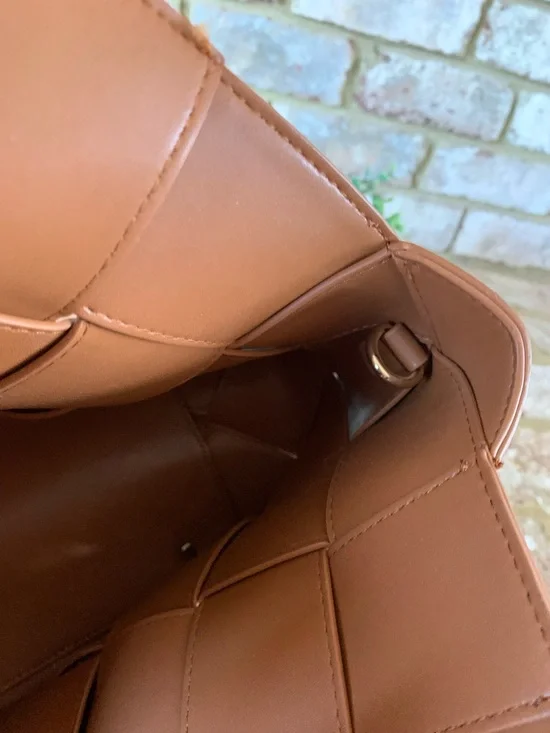 Woven Top-Handle Women’s Tote Bag in Cognac - Picture 6 of 10